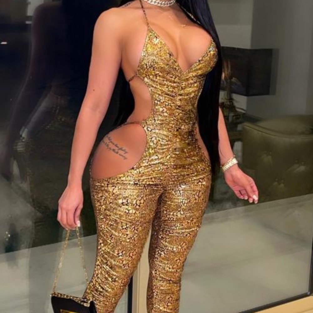 Gold and black one piece jumper